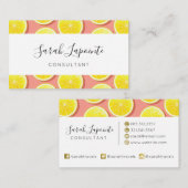 Carte De Visite Motif de tranches de citron d'été (Devant / Derrière)