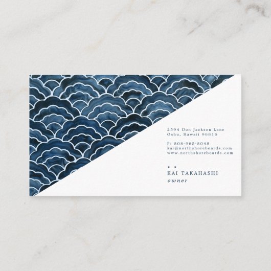 Carte De Visite Motif de vague bleu Seigaiha (Dos)