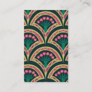 Carte De Visite Motif de ventilateur floral rose et vert
