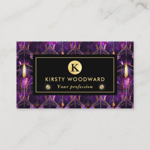 Carte De Visite Motif de verre faux teinté élégant violet et or