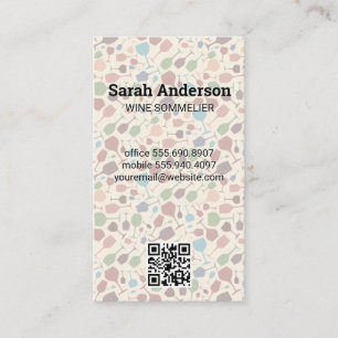 Carte De Visite Motif de verres à vin   Code d'analyse QR