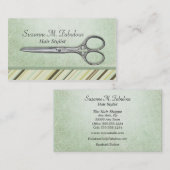Carte De Visite Motif de vert de menthe de coiffeur de ciseaux (Devant / Derrière)