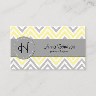 Carte De Visite Motif de Zigzag, Motif de Chevron - gris jaune