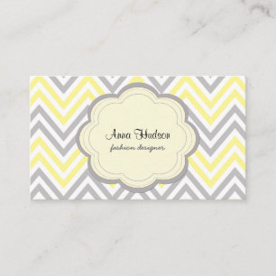 Carte De Visite Motif de zigzag, motif de Chevron - gris jaune