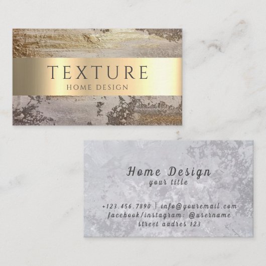 Carte De Visite Motif d'encre gris  de marbre texture pierre Motif (Devant / Derrière)