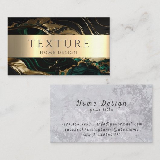 Carte De Visite Motif d'encre gris  de marbre texture pierre Motif (Devant / Derrière)