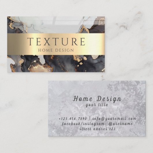 Carte De Visite Motif d'encre gris  de marbre texture pierre Motif (Devant / Derrière)