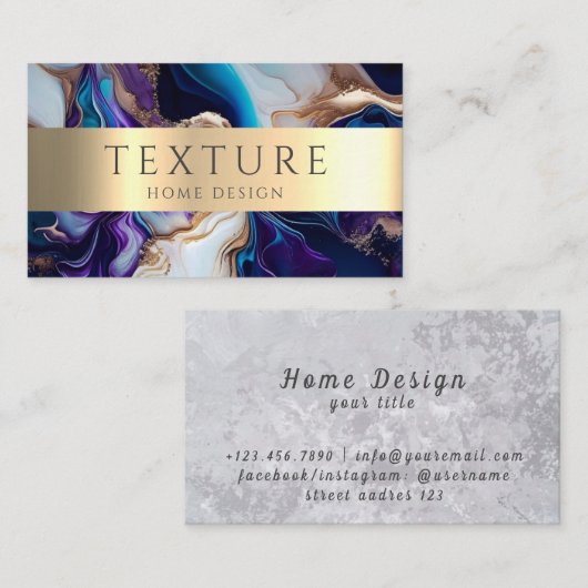 Carte De Visite Motif d'encre gris de marbre texture pierre Motif (Devant / Derrière)