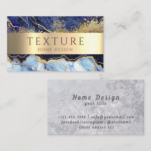 Carte De Visite Motif d'encre gris  de marbre texture pierre Motif (Devant / Derrière)