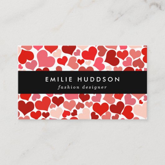Carte De Visite Motif Des Coeurs, Coeurs Rouges, Amour (Devant)