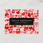 Carte De Visite Motif Des Coeurs, Coeurs Rouges, Amour (Devant)