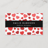 Carte De Visite Motif Des Coeurs, Coeurs Rouges, Motif Des Coeurs (Devant)