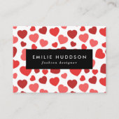 Carte De Visite Motif Des Coeurs, Coeurs Rouges, Motif Des Coeurs (Devant)