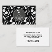 Carte De Visite Motif des outils maquillage et cheveux (Devant / Derrière)