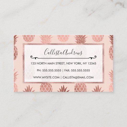 Carte De Visite Motif d'été pour ananas Rose tropical (Dos)
