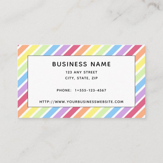 Carte De Visite Motif diagonal Pastel Stripes Arc-en-ciel (Dos)