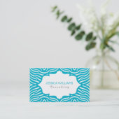 Carte De Visite Motif d'impression Turquoise & Blanc (Debout devant)