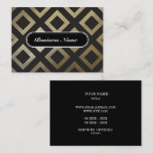 Carte De Visite Motif d'or élégant de carré de graphique (Devant / Derrière)