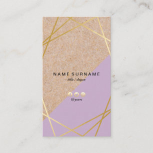 Carte De Visite Motif d'or géométrique Kraft Imprimer violet ver