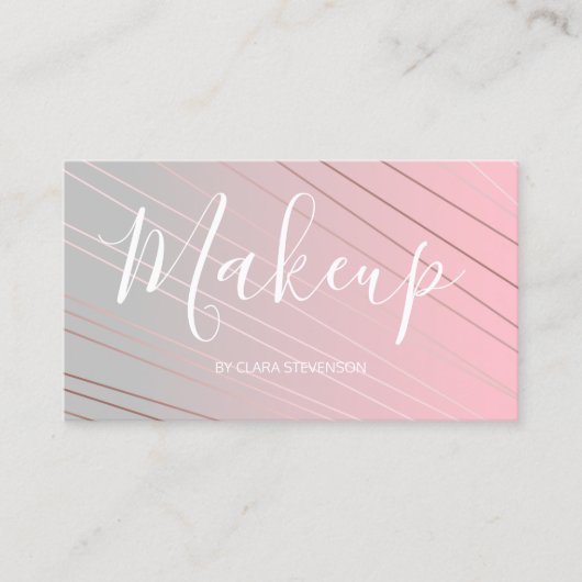 Carte De Visite Motif d'or, rose et gris rose chic de gradient (Devant)
