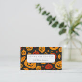 Carte De Visite Motif drôle de citrouilles de Halloween de brun et (Debout devant)