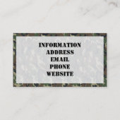 Carte De Visite Motif du camouflage vert militaire (Dos)
