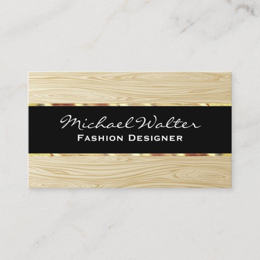 Carte De Visite Motif du grain de bois | Découpe Or (Devant)