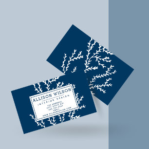 Carte De Visite Motif élégant aux algues - Thème Océan - Bleu Turq