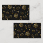 Carte De Visite Motif élégant Black Gold Seashells (Devant / Derrière)