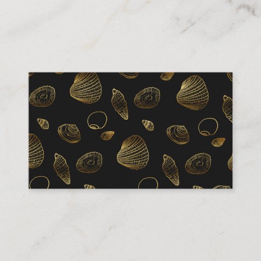 Carte De Visite Motif élégant Black Gold Seashells (Devant)