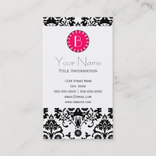 Carte De Visite Motif élégant de damassé avec le monogramme