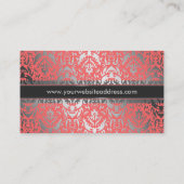 Carte De Visite Motif élégant de damassé de pêche et d'argent (Dos)