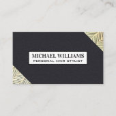 Carte De Visite Motif élégant Gold Line | Texture en cuir (Devant)