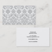 Carte De Visite Motif élégant gris et blanc de damassé (Devant / Derrière)