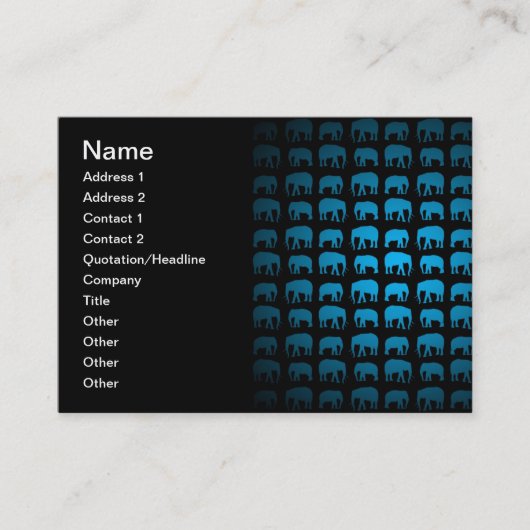 Carte De Visite Motif Éléphant Bleu (Devant)
