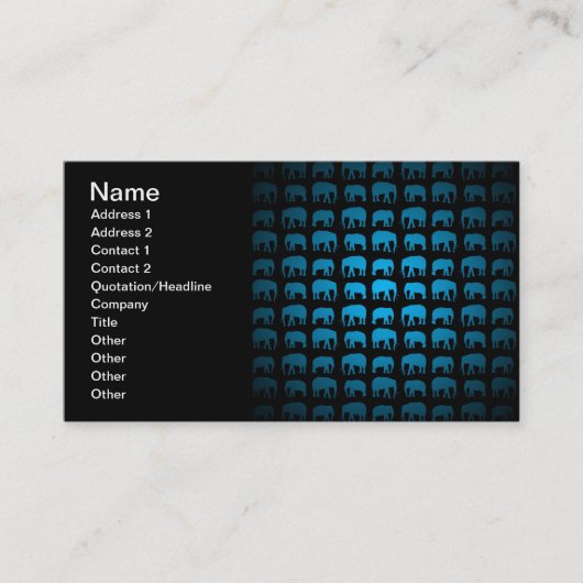 Carte De Visite Motif Éléphant Bleu (Devant)