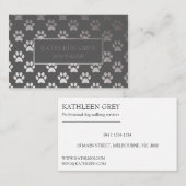 Carte De Visite Motif Empreinte de patte Argent Et Gris | Chien Wa (Devant / Derrière)