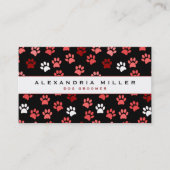 Carte De Visite Motif Empreinte de patte de chien rose noir (Devant)