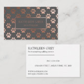 Carte De Visite Motif Empreinte de patte rose Gold et Grey | Chien (Devant / Derrière)