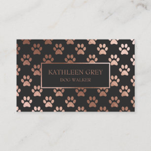 Carte De Visite Motif Empreinte de patte rose Or Et Charbon