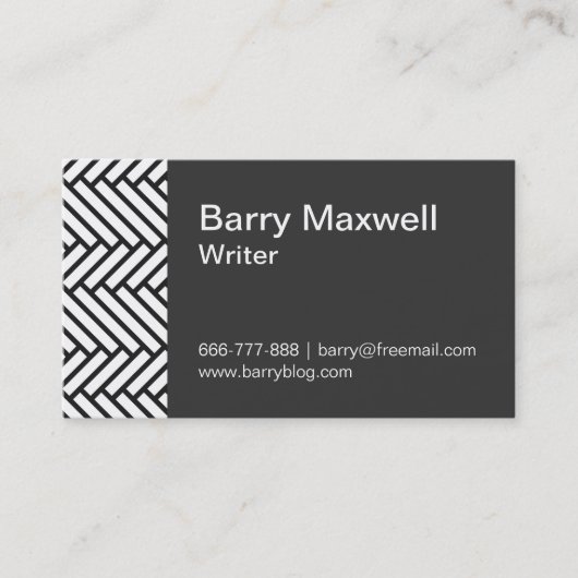 Carte De Visite motif en arête de poisson noir et blanc (Devant)