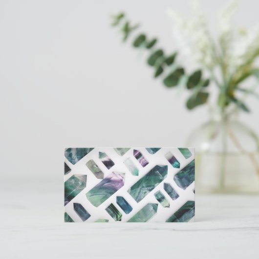 Carte De Visite Motif en cristal Fluorite vert tendance (Debout devant)
