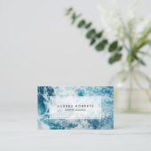 Carte De Visite Motif en marbre bleu Abstrait (Debout devant)