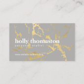Carte De Visite Motif en marbre or tendance sur Gray Designer (Devant)