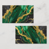 Carte De Visite Motif en marbre vert avec or (Devant / Derrière)