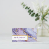 Carte De Visite Motif en marbre violet avec or (Debout devant)