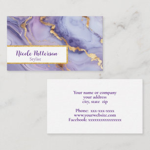 Carte De Visite Motif en marbre violet avec or