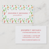 Carte De Visite Motif en pastel d'aquarelle de cactus (Devant / Derrière)