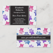 Carte De Visite Motif en pastel d'ours de nounours (Devant / Derrière)