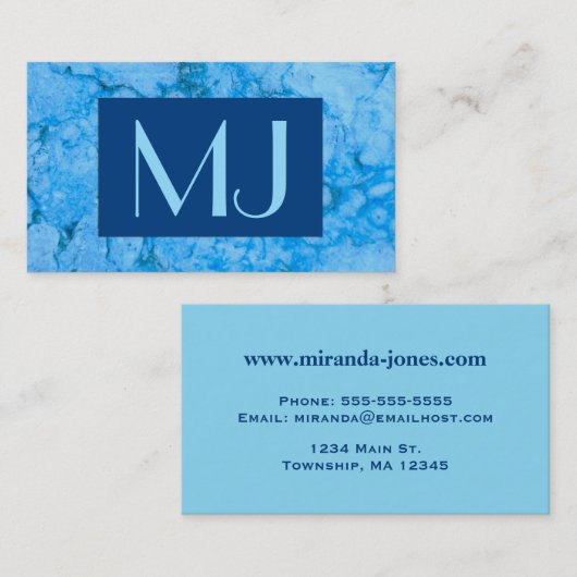Carte De Visite Motif en pierre Gem, Blue Bahia Granite Business C (Devant / Derrière)